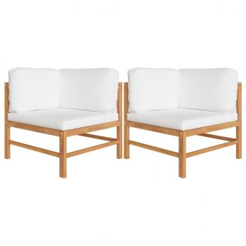 ARDEBO.de - Ecksofas 2 Stk. mit Creme Kissen Massivholz Teak