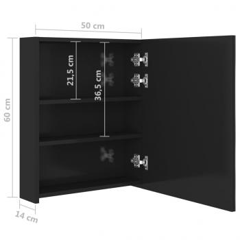 LED-Bad-Spiegelschrank Glänzendes Schwarz 50x14x60 cm