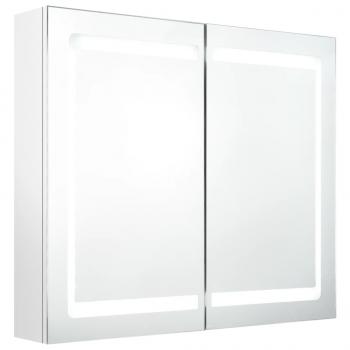 LED-Spiegelschrank fürs Bad Glänzend Weiß 80x12x68 cm