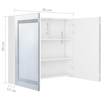 LED-Spiegelschrank fürs Bad Glänzend Weiß 80x12x68 cm