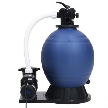 Sandfilter mit 7-Wege-Ventil und 1000 W Pumpe Blau Schwarz