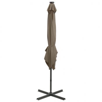 Ampelschirm mit Mast und LED-Beleuchtung Taupe 250 cm