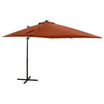 ARDEBO.de - Ampelschirm mit Mast und LED-Beleuchtung Terracotta-Rot 250 cm