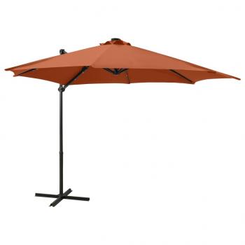 ARDEBO.de - Ampelschirm mit Mast und LED-Beleuchtung Terracotta-Rot 300 cm