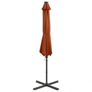 Ampelschirm mit Mast und LED-Beleuchtung Terracotta-Rot 300 cm