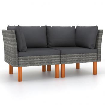 ARDEBO.de - Ecksofas 2 Stk. Poly Rattan und Eukalyptus Massivholz