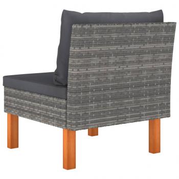 Mittelsofas 3 Stk. Poly Rattan und Eukalyptus Massivholz