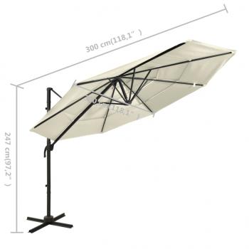 Sonnenschirm mit Aluminium-Mast 4-lagig Sandfarben 3x3 m