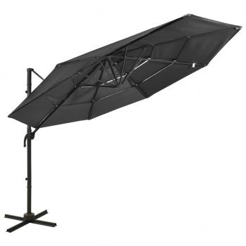 ARDEBO.de - Sonnenschirm mit Aluminium-Mast 4-lagig Anthrazit 3x3 m