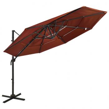 ARDEBO.de - Sonnenschirm mit Aluminium-Mast 4-lagig Terrakottarot 3x3 m