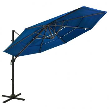 ARDEBO.de - Sonnenschirm mit Aluminium-Mast 4-lagig Azurblau 3x3 m