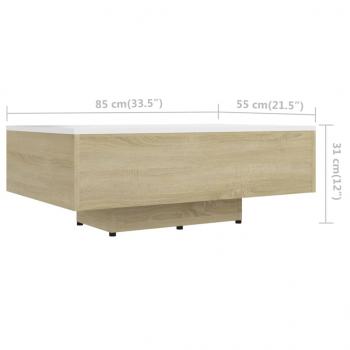 Couchtisch Weiß Sonoma-Eiche 85x55x31 cm Holzwerkstoff