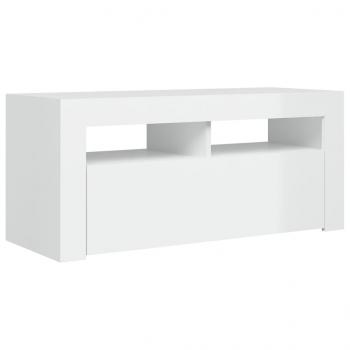 TV-Schrank mit LED-Leuchten Hochglanz-Weiß 90x35x40 cm