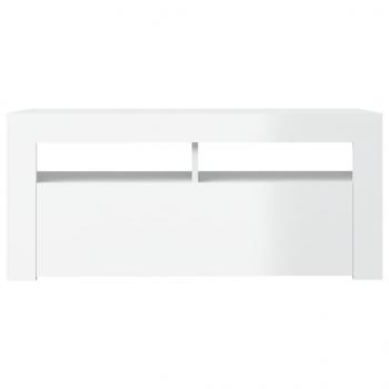 TV-Schrank mit LED-Leuchten Hochglanz-Weiß 90x35x40 cm