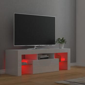 TV-Schrank mit LED-Leuchten Hochglanz-Weiß 120x35x40 cm