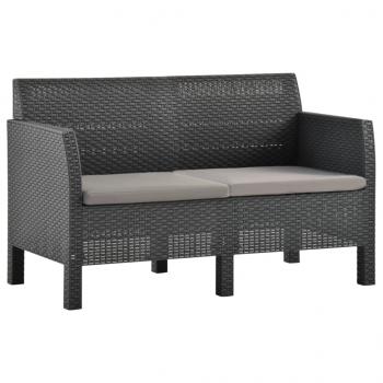 ARDEBO.de - 2-Sitzer Gartensofa mit Kissen Anthrazit PP Rattan