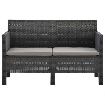 2-Sitzer Gartensofa mit Kissen Anthrazit PP Rattan