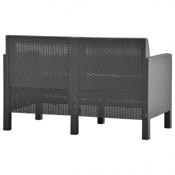 2-Sitzer Gartensofa mit Kissen Anthrazit PP Rattan