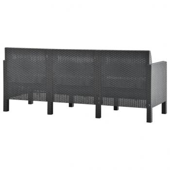 3-Sitzer Gartensofa mit Kissen Anthrazit PP Rattan