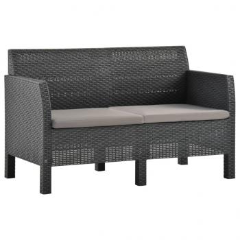 4-tlg. Garten-Lounge-Set mit Kissen PP Rattan Anthrazit