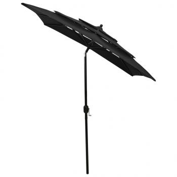 Sonnenschirm mit Aluminium-Mast 3-lagig Schwarz 2x2 m