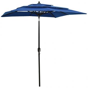 ARDEBO.de - Sonnenschirm mit Aluminium-Mast 3-lagig Azurblau 2x2 m