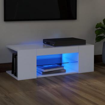 ARDEBO.de - TV-Schrank mit LED-Leuchten Weiß 90x39x30 cm