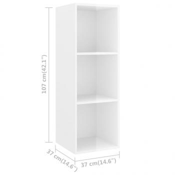 TV-Wandschrank Hochglanz-Weiß 37x37x107 cm Holzwerkstoff