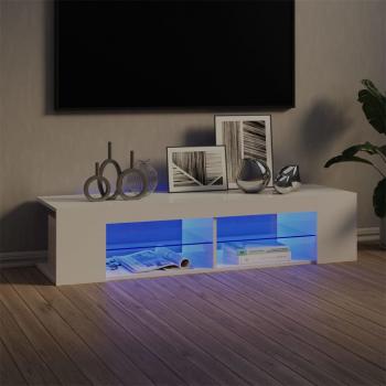 ARDEBO.de - TV-Schrank mit LED-Leuchten Hochglanz-Weiß 135x39x30 cm