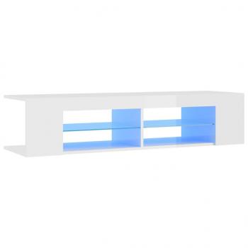 TV-Schrank mit LED-Leuchten Hochglanz-Weiß 135x39x30 cm