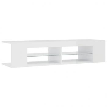 TV-Schrank mit LED-Leuchten Hochglanz-Weiß 135x39x30 cm