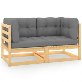 ARDEBO.de - Gartensofa 2-Sitzer mit Kissen Kiefer Massivholz