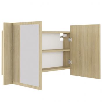 LED-Bad-Spiegelschrank Sonoma-Eiche 80x12x45 cm Acryl