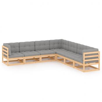 ARDEBO.de - 7-tlg. Garten-Lounge-Set mit Kissen Massivholz Kiefer