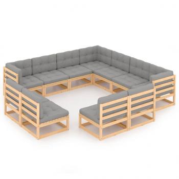 ARDEBO.de - 11-tlg. Garten-Lounge-Set mit Kissen Kiefer Massivholz