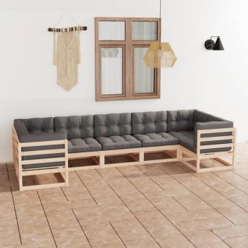 ARDEBO.de - 7-tlg. Garten-Lounge-Set mit Kissen Massivholz Kiefer