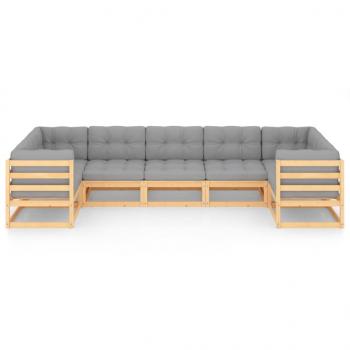 7-tlg. Garten-Lounge-Set mit Kissen Massivholz Kiefer