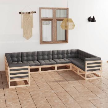 ARDEBO.de - 9-tlg. Garten-Lounge-Set mit Kissen Massivholz Kiefer