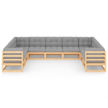 9-tlg. Garten-Lounge-Set mit Kissen Massivholz Kiefer