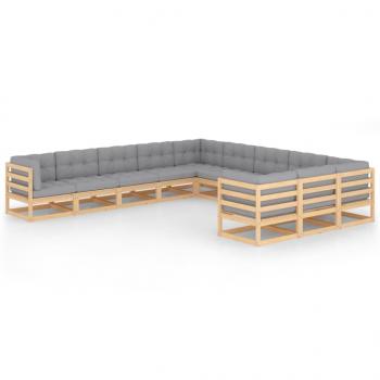 ARDEBO.de - 11-tlg. Garten-Lounge-Set mit Kissen Kiefer Massivholz