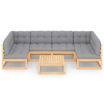 7-tlg. Garten-Lounge-Set mit Kissen Massivholz Kiefer