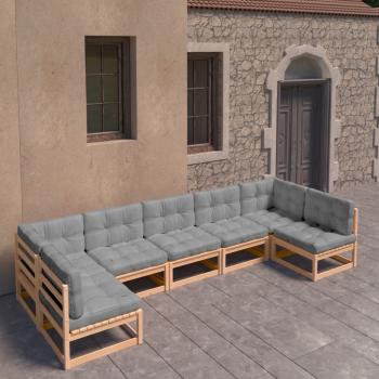 ARDEBO.de - 7-tlg. Garten-Lounge-Set mit Kissen Massivholz Kiefer