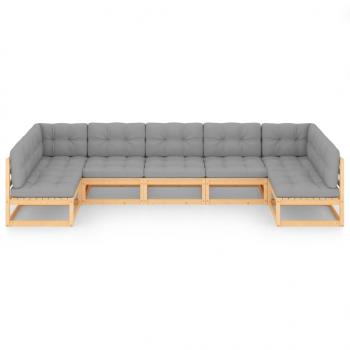 7-tlg. Garten-Lounge-Set mit Kissen Massivholz Kiefer