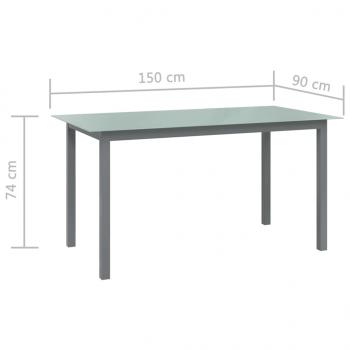 Gartentisch Hellgrau 150x90x74 cm Aluminium und Glas