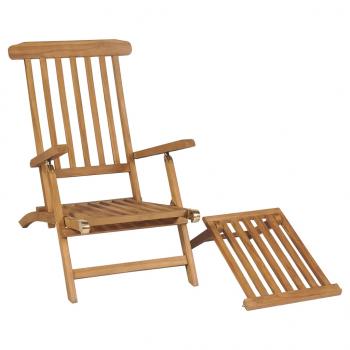 Liegestühle mit Fußteil 2 Stk. Teak Massivholz 