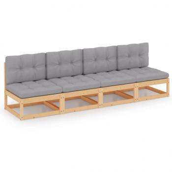 ARDEBO.de - 4-Sitzer-Gartensofa mit Kissen Kiefer Massivholz