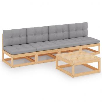 ARDEBO.de - 5-tlg. Garten-Lounge-Set mit Kissen Kiefer Massivholz