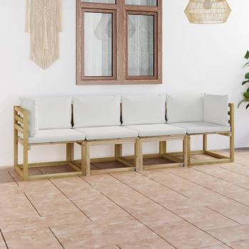 ARDEBO.de - Gartensofa 4-Sitzer mit Kissen in Creme