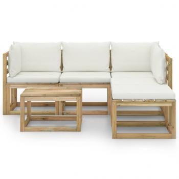 6-tlg. Garten-Lounge-Set mit Creme Kissen