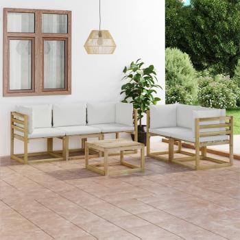 ARDEBO.de - 6-tlg. Garten-Lounge-Set mit Creme Kissen